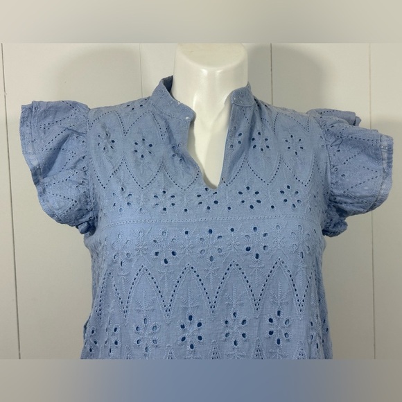 NEW Mod On Trend Womens Eyelet Lace Modi Dress Light Blue Size L Lined Boho - Picture 4 of 12